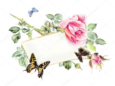 Marco de rosas y mariposas. Dibujos boda — Foto de stock ...