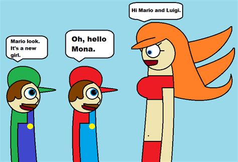 Mario and Luigi meets Mona by SuperMarioFan65 on DeviantArt