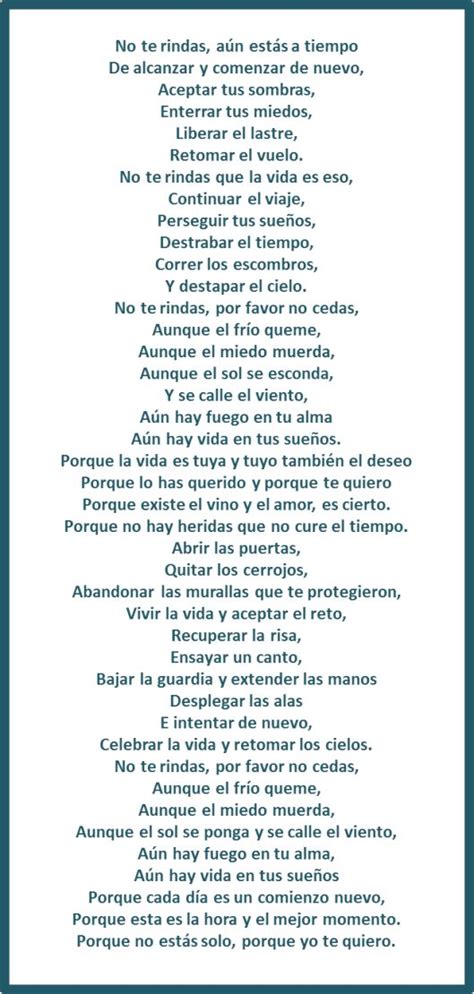 Mario Benedetti   No te rindas   Don´t give up ...