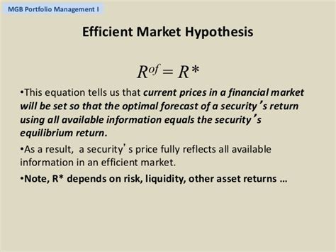 Market efficiency and portfolio theory