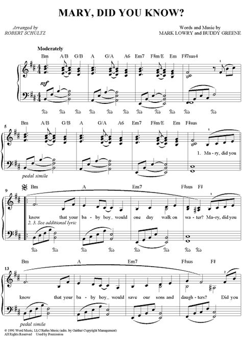Mary, Did You Know?  Easy Piano  Sheet Music   For Piano ...