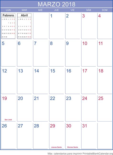 marzo 2018 calendario   Calendarios Para Imprimir