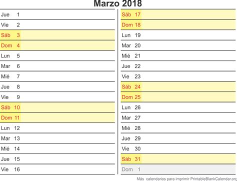 Marzo 2018 Calendarios para Imprimir   Calendarios Para ...