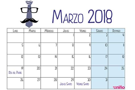 Marzo   Calendario escolar 2017 2018 para imprimir ...