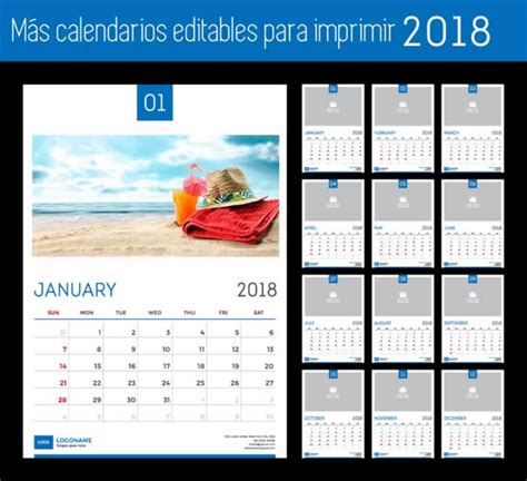 Más calendarios 2018 editables y listos para imprimir ...