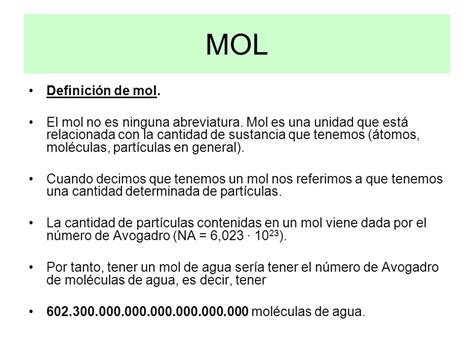 Masa atómica. Masa molecular Número de Avogadro MOL   ppt ...