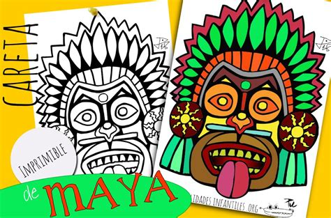 Máscaras Mayas para imprimir y colorear   Actividades para ...