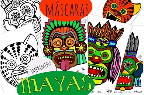 Máscaras Mayas para imprimir y colorear   Actividades para ...