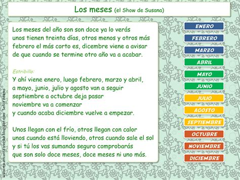 Me encanta escribir en español: Canción: Los meses del año ...