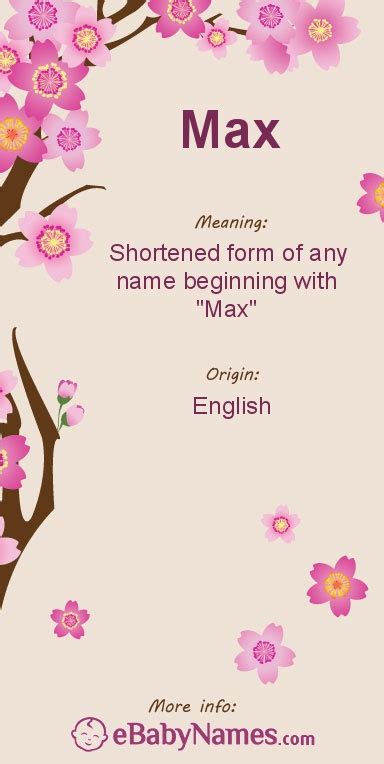 Meaning of Max: Max is a short form of the name Maximus ...