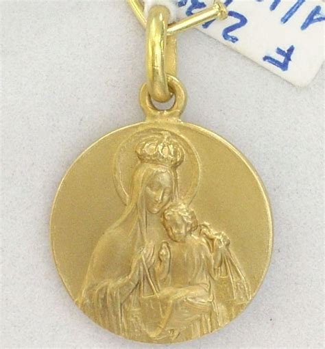 Medalla De Oro Escapulario Con Virgen Del Carmen Y Corazón ...