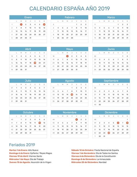 Mejores 23 imágenes de Calendario con feriados año 2019 en ...