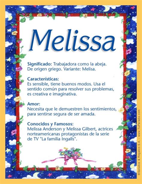Melissa, significado del nombre Melissa, nombres