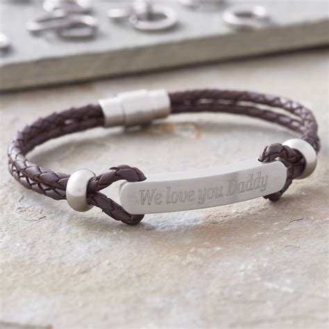 men s personalised plaited leather id bracelet by ...