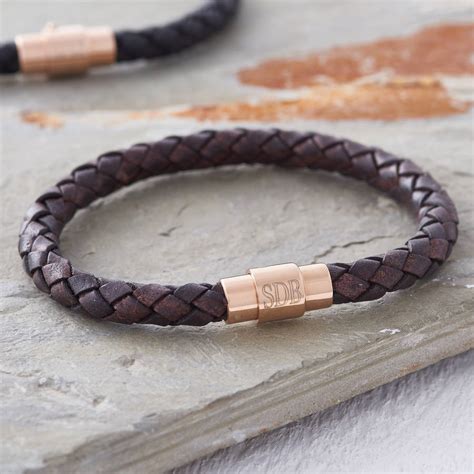 men s personalised rose gold clasp leather bracelet by ...