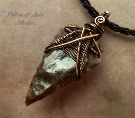 Mens necklace Arrowhead necklace Wire Wrapped jewelry