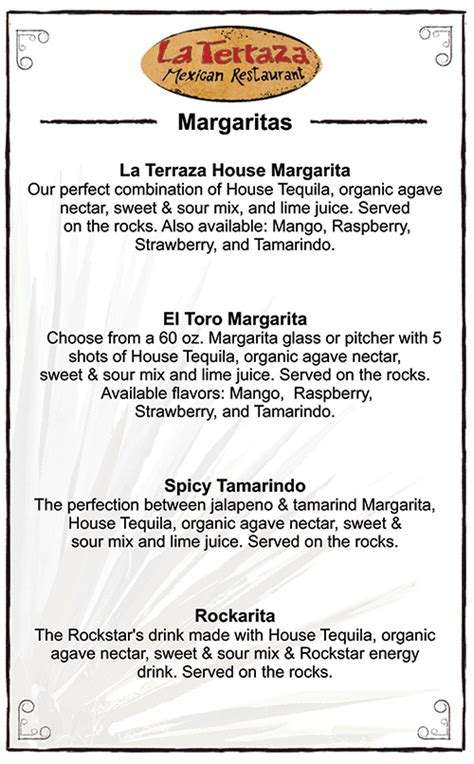 Menus | La Terraza Mexican Restaurant