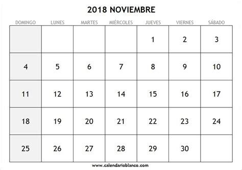 Mes De Noviembre 2018 Calendario | Calendarios