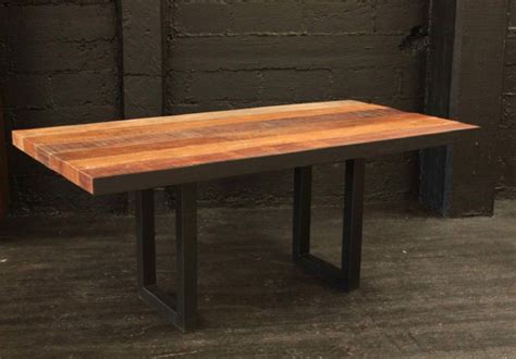 Mesa Cafeto de madera banak y hierro forjado. 190 cm ...