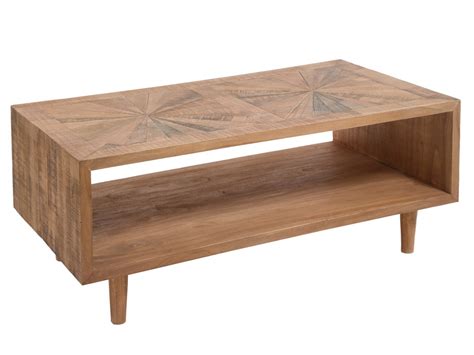 Mesa centro madera maciza estilo rústico con patas altas