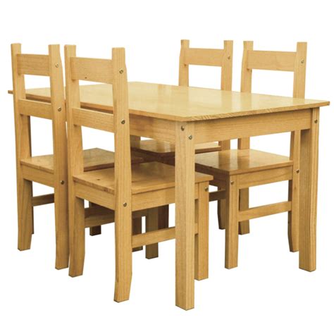 Mesa comedor de madera maciza fija 140cm con sillas ...