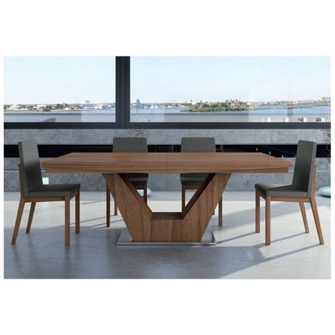 Mesa de madera natural extensible con pie central modelo ...