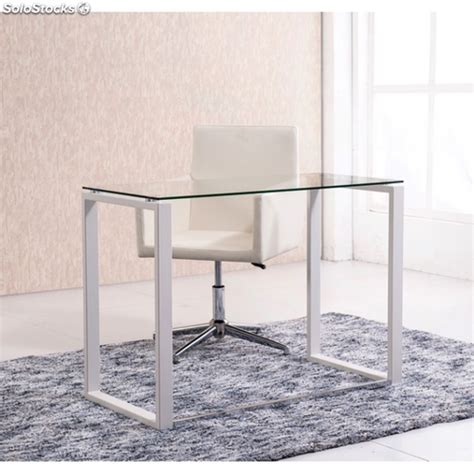 Mesa de ordenador blanca de cristal, escritorio blanco ...