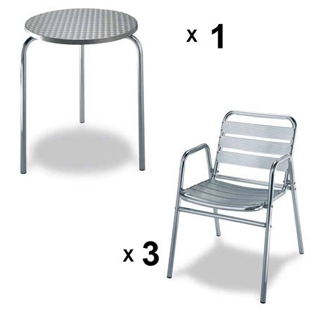 Mesa redonda de terraza + 3 sillas apilables