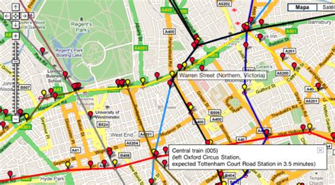 Metro de Londres en tiempo real a través de Google Maps