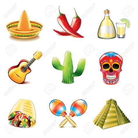 Mexican Culture Icons Photo realistic Vector Set Royalty ...