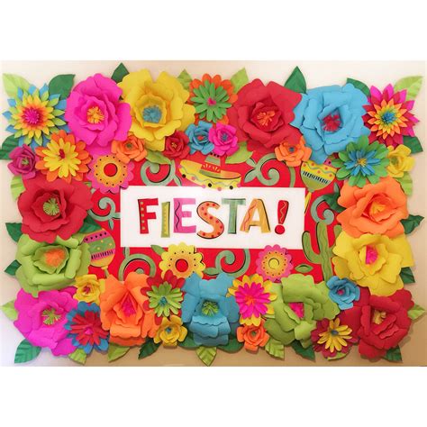 Mexican Fiesta Theme Paper Flower Backdrop | Mexican ...