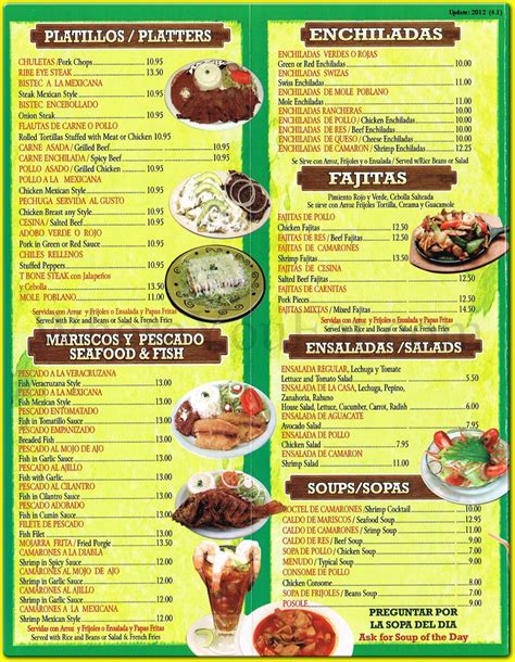 Mexican Restaurants Menus
