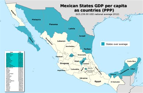 Mexican states GDP per capita  PPP  matching...   Maps on ...