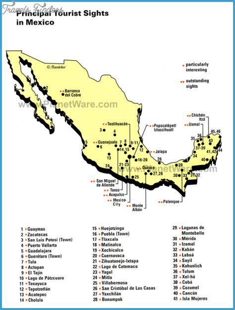 Mexico City Map Tourist Attractions | TravelsFinders.Com
