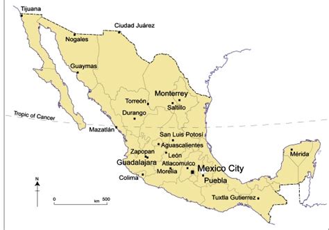 Mexico Map Major Cities