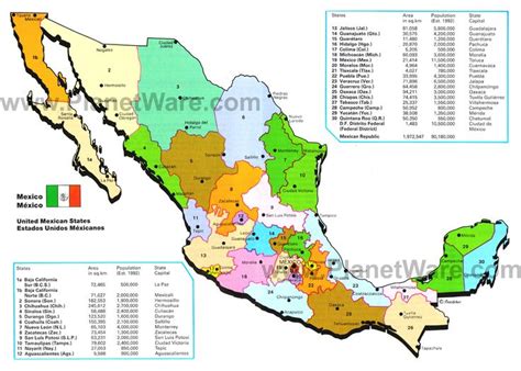 Mexico Map States And Capitals
