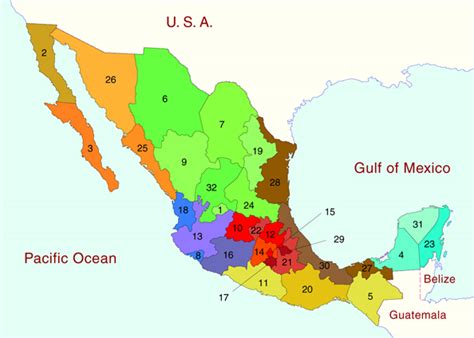 Mexico Maps: click on map or state names for interactive ...