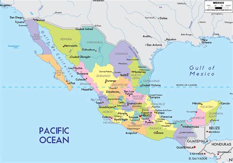 Mexico States Map, Mexico Map with Satate, Mexico Map with ...