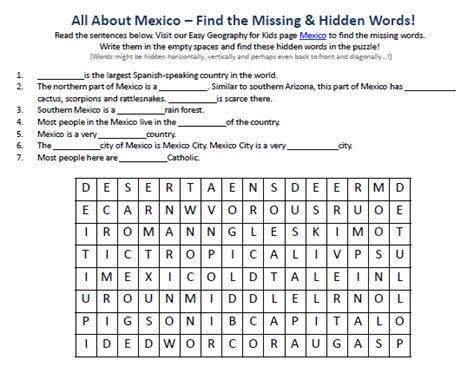 Mexico Worksheet   FREE Online Printable Earth Science ...