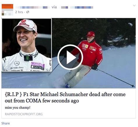 Michael Schumacher dead? It s the latest sick Facebook scam