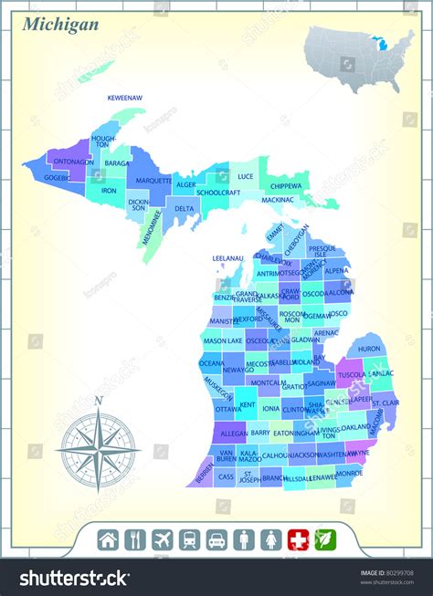 Michigan State Map With Community Assistance And Activates ...