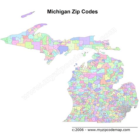 Michigan Zip Code Maps   Free Michigan Zip Code Maps