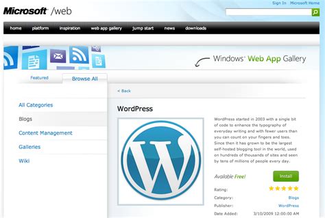 Microsoft Web Apps incluye WordPress
