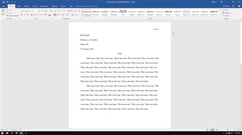 Microsoft Word: How to Set Up an MLA Format Essay  2017 ...