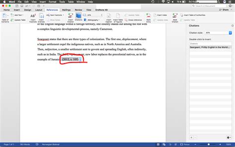 Microsoft Word Mac: APA 6th style referencing, page ...