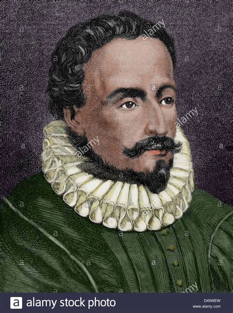 Miguel de Cervantes  1547 1616 . Spanish writer. Engraving ...