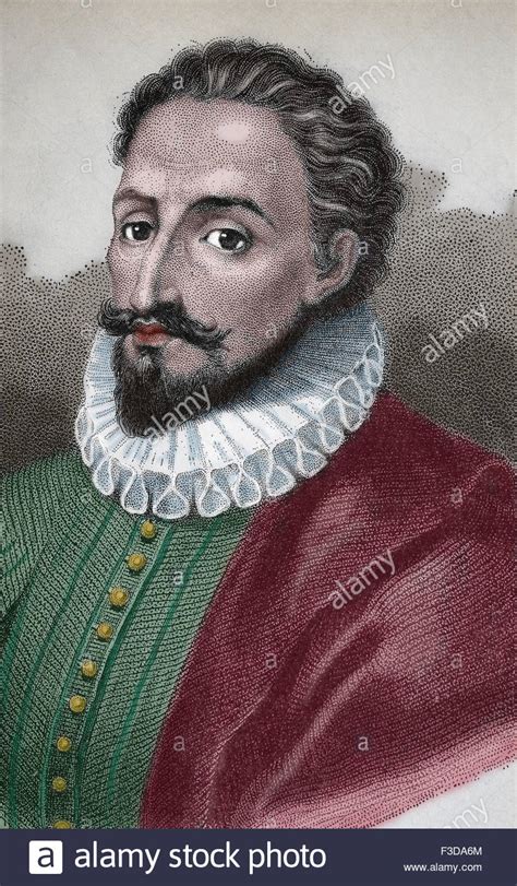 Miguel de Cervantes  1547 1616 . Spanish writer. Engraving ...
