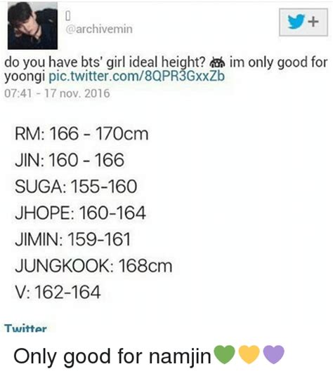 Min Do You Have Bts  Girl Ideal Height? Im Only Good for ...