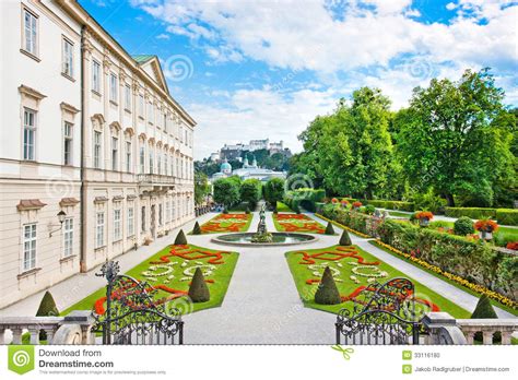 Mirabell Gardens With Mirabell Palace In Salzburg, Austria ...