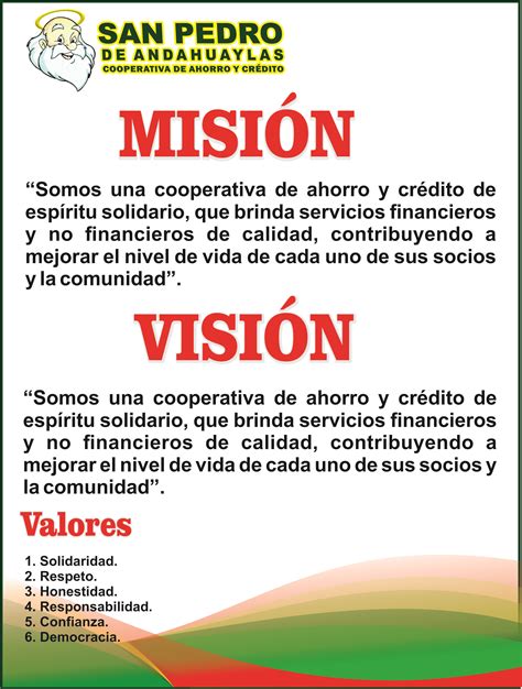 MISIÓN, VISIÓN Y VALORES | Cooperativa de Ahorro y Crédito ...